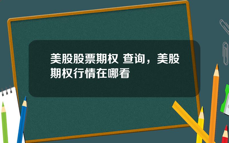 美股股票期权 查询，美股期权行情在哪看